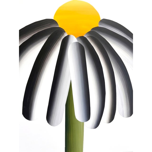 Contemporary Original Contemporary Painting of Floral Botanical Black and White Daisy Collage on Paper For Sale - Image 3 of 4
