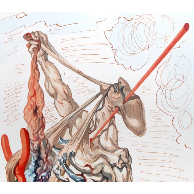 A surrealist illustration from Salvador DalÃ­'s (Spanish, 1904-1989) Divine Comedy series based on the Italian writer...
