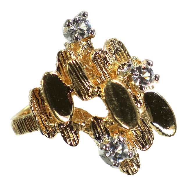 Vintage 1960s Designer Mid Century Modern Cocktail Ring Size 6 For Sale