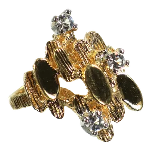 Vintage 1960s Designer Mid Century Modern Cocktail Ring Size 6