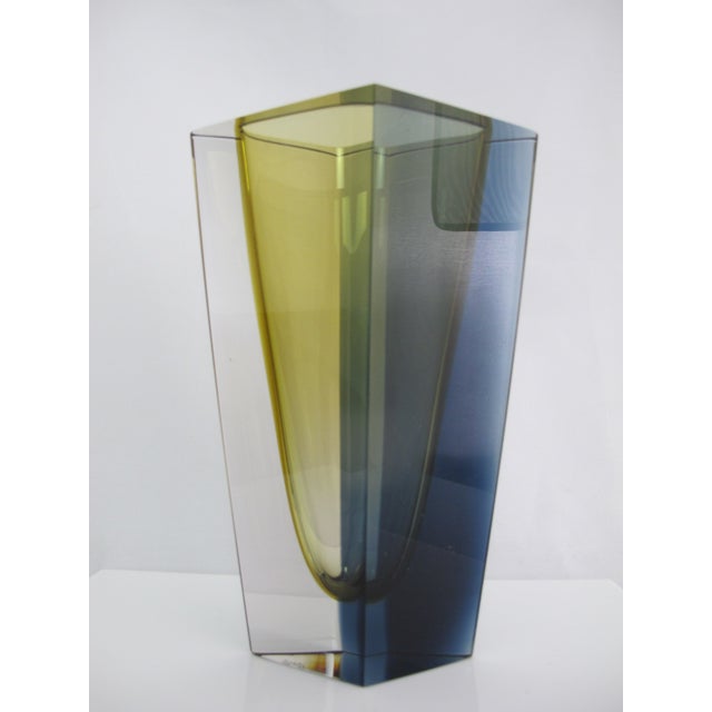 1960s Kaj Franck Nuutajarvi Notsjo Prisma Tri-Color Art Glass MCM Diamond Vase For Sale - Image 5 of 18