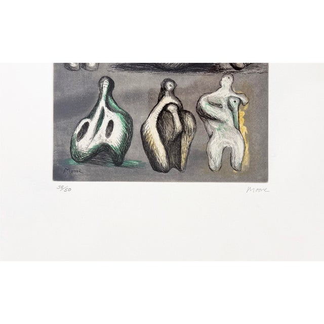Etching, aquatint, drypoint & roulette in colors on arches paper. Hand signed lower right by Henry Moore. Hand numbered...