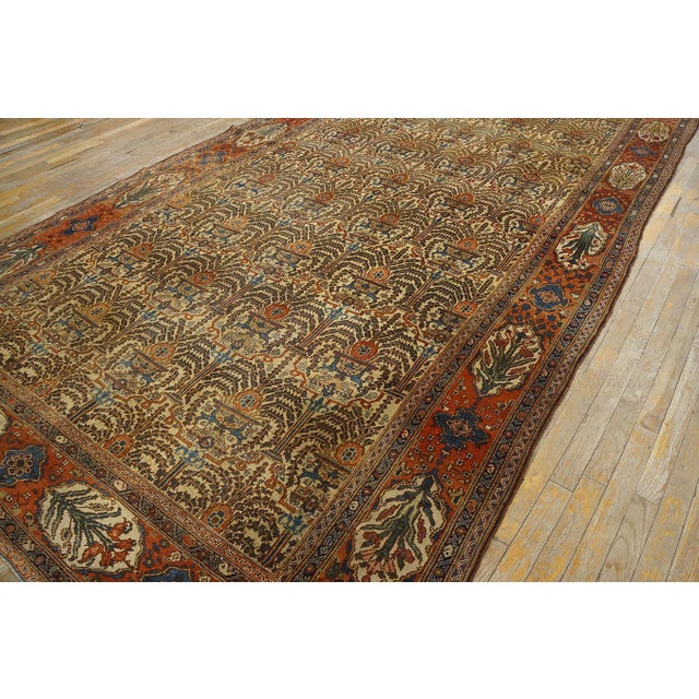 Traditional Ivory Background Color & Red-Rust Border Allover Pattern Antique Persian Bibikabad Galley Rug For Sale - Image 10 of 12