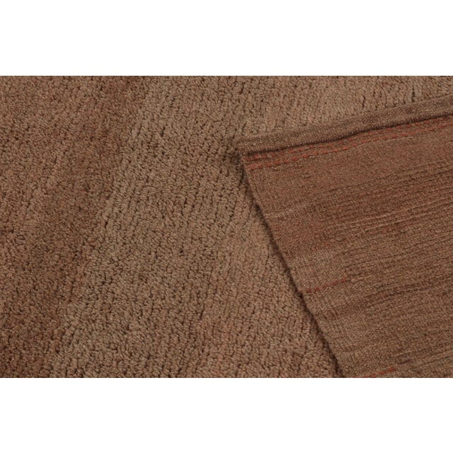 Textile Rug & Kilim’s Modern Rug in Terracotta Tones and Striae With Brown Accents For Sale - Image 7 of 8