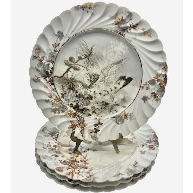 Victorian Antique Haviland & Co. Limoges Game Birds Plates - Set of 4, C. 1887 For Sale - Image 3 of 11