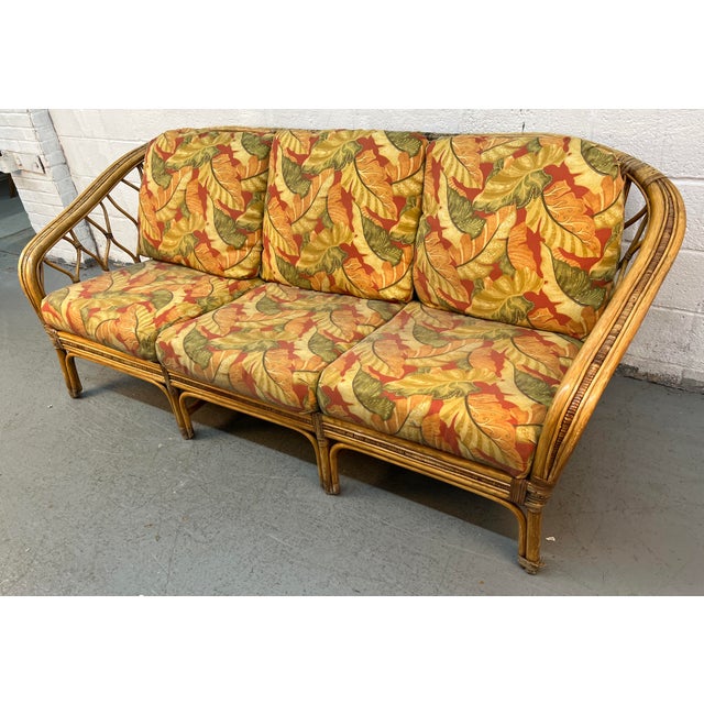 Vintage Palm Beach-Style Reed and Rattan Sofa For Sale In New York - Image 6 of 10