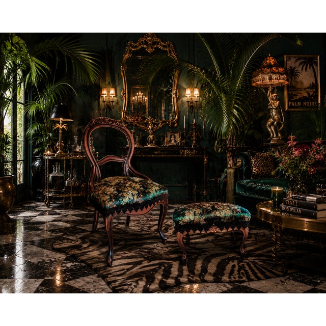 One-of-a-kind accent chair and ottoman inspired by gilded garden rooms, antique conservatories, and the romance of...
