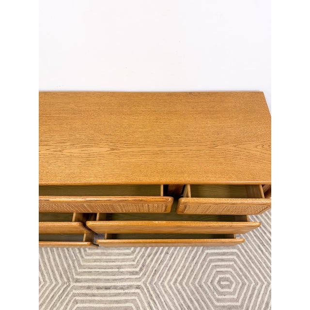 Vintage Lane Perception MCM 7-Drawer Cane Dresser Rare Find For Sale - Image 9 of 11