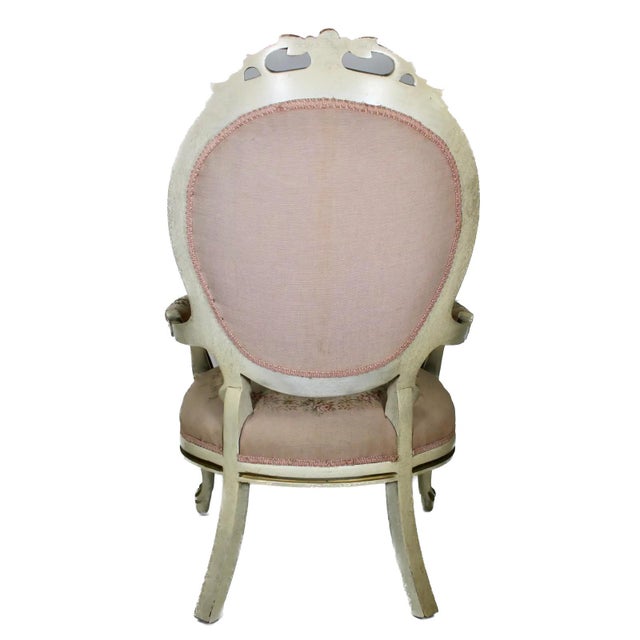 Early 20th Century Antique Louis XVI Style Painted Aubusson Fauteuil Armchair For Sale - Image 5 of 11