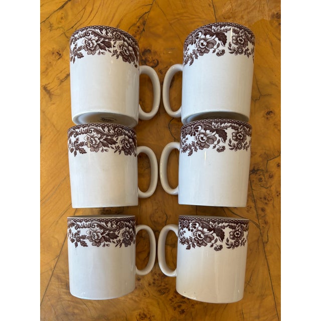 2010s Vintage Spode Delamere Brown Transferware Coffee Mugs - Set of 6 For Sale - Image 5 of 13