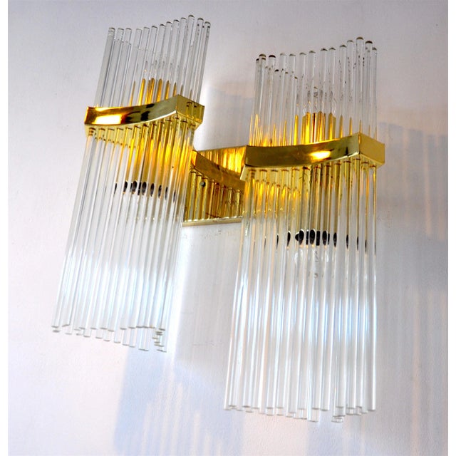 Vintage Golden Double Wall Lamp by Gaetano Sciolari for Lightolier, in Very Good conditions. Designed 1970 to 1979 This...