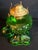 Metal Vintage Hollywood Regency l.e. Smith Emerald Green Moon & Star Glass Finger Oil Lamp Brass Burner Chimney For Sale - Image 7 of 18