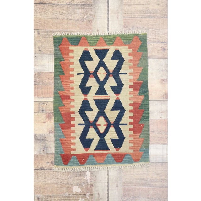 Tan Vintage Persian Shiraz Kilim Rug - 02'01 X 02'10 For Sale - Image 8 of 9