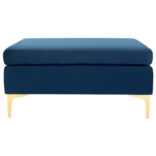 Square Bench in Navy & Brass For Sale In Philadelphia - Image 6 of 6
