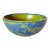 Vintage Mexican Pottery Redware Bowl Tlaquepaque Green and Blue Terra Cotta For Sale