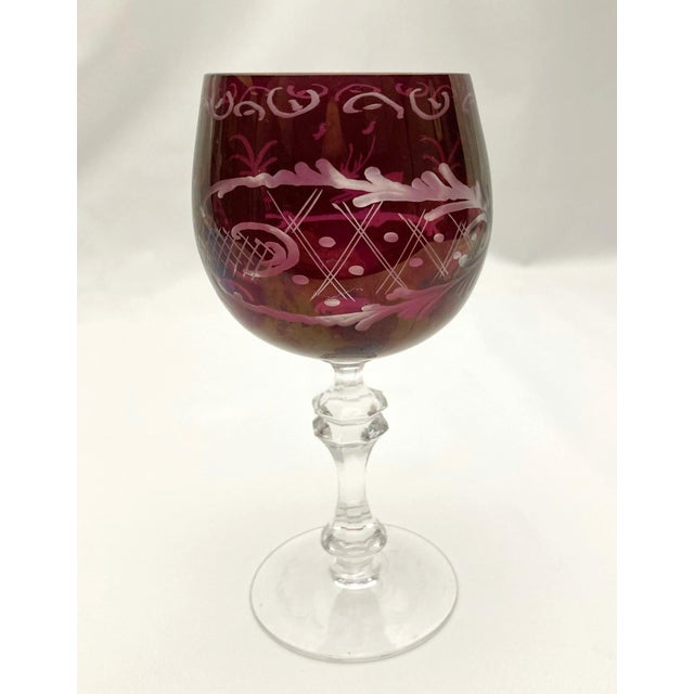 Vintage Lead Crystal Wine Glasses, 1920s, Set of 5 For Sale - Image 3 of 5