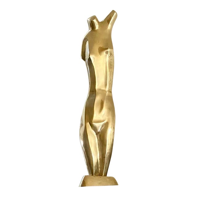 Brass Nude Sculpture by Listed Artist Emiel De Block For Sale