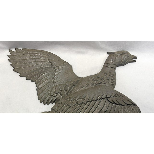Mid 20th Century Mid Century Cast Aluminum Silvertone Flying Pheasant Wall Sculpture For Sale - Image 5 of 10