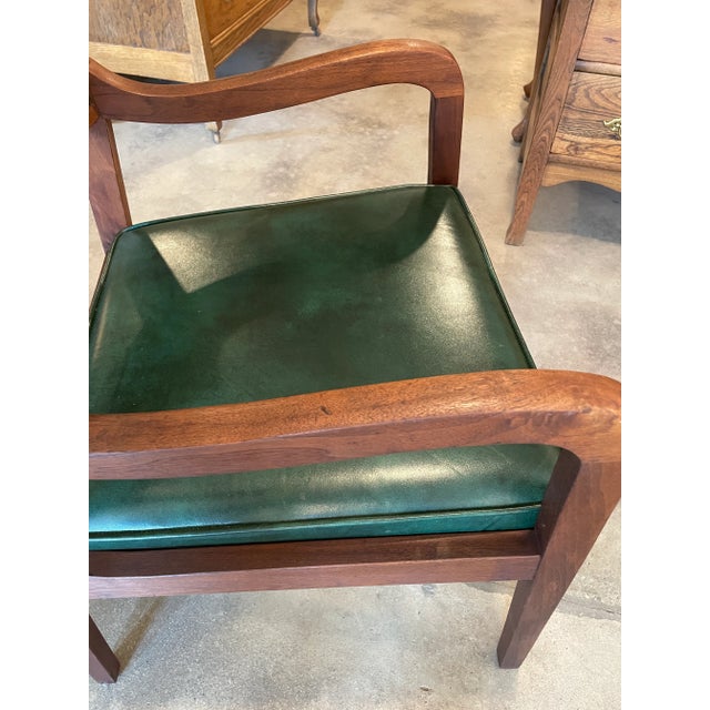 Wood Vintage Walnut & Leather Arm Chair by Charlotte Chair Company For Sale - Image 7 of 10