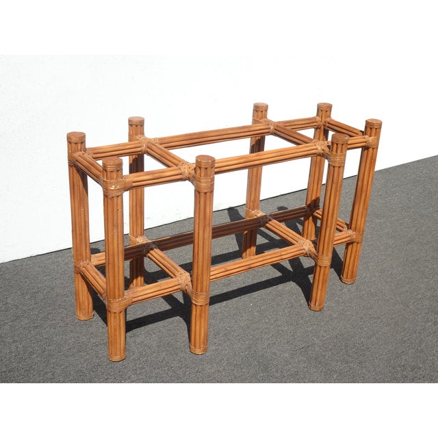 Mid-Century Modern Vintage Mid Century Modern McGuire Bamboo Dining Room Table W Glass Top For Sale - Image 3 of 12