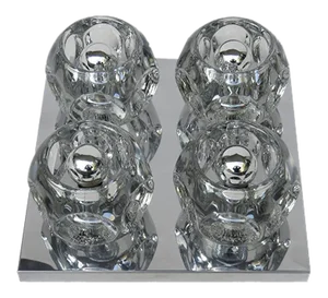 Cubist Chrome & Glass Ceiling or Wall Sconce from Peill & Putzler, 1960s