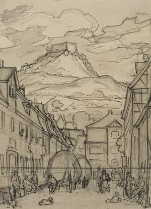 O. Wagner, Blankenburg With the Ruins of Greifenstein Castle, 1830, Pencil on Paper