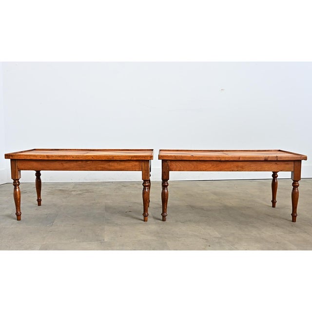 French Vintage Pair of Parquet Coffee Tables For Sale - Image 4 of 15