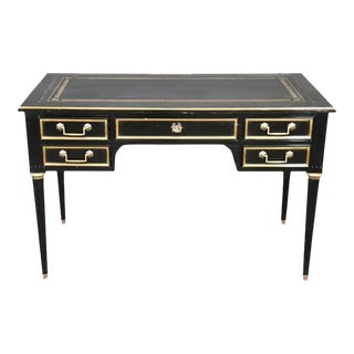 Ebonized Embossed Tooled Directoire Executive Writing Desk For Sale