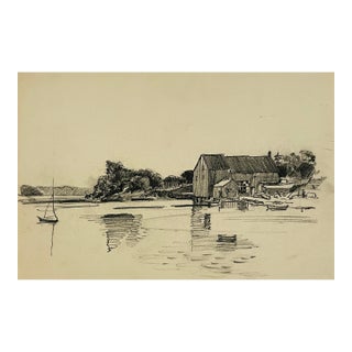 1930s Norman Kent Coastal Drawing For Sale