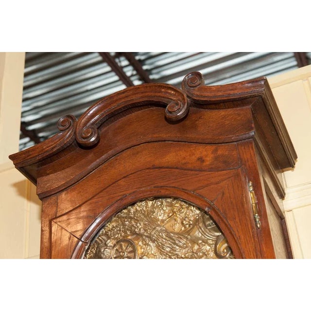 Wood French Antique Oak Long Case Clock For Sale - Image 7 of 8