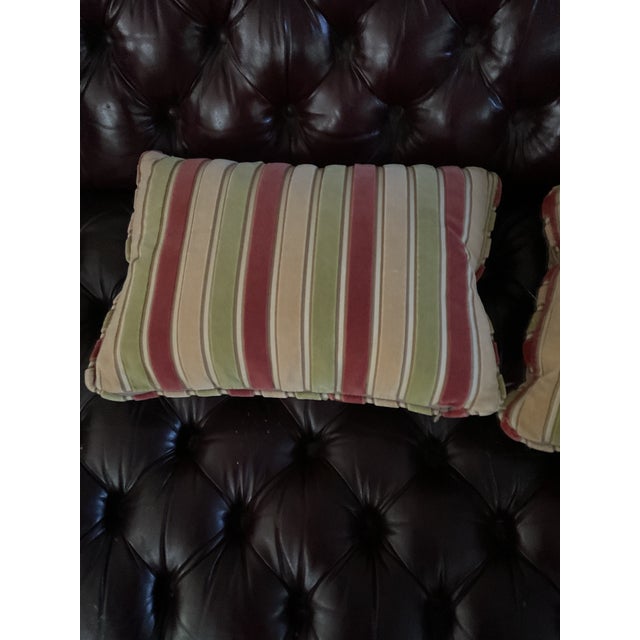 Cowtan & Tout Pair of Velvet 3 Tone Stripe Decorative Pillows For Sale - Image 4 of 5