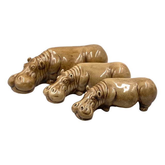 Mid-Century Ceramic Hippos from Zaccagnini, Italy, 1950s, Set of 3 For Sale
