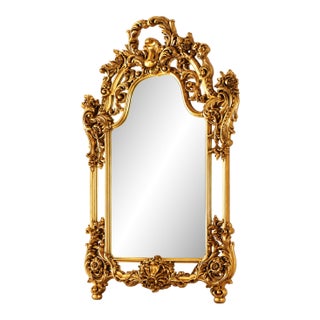 Italian Hand-Carved 24k Antique Gold Leaf Beveled Mirror For Sale