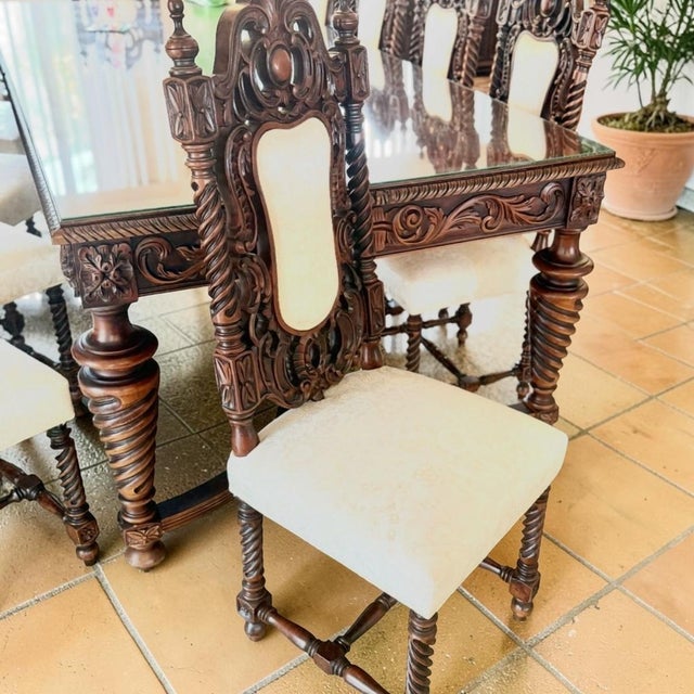 Rustic European 1970s French Renaissance Revival Euro Import 11p Dining Set For Sale - Image 3 of 9
