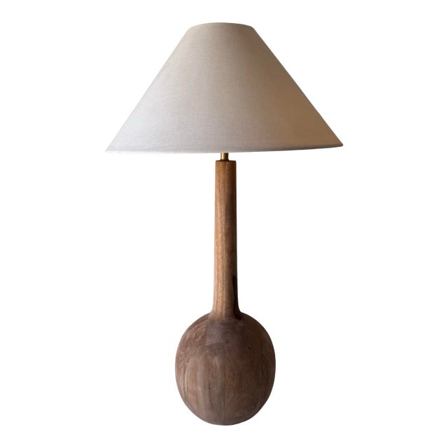 Mid 20th Century Teardrop Mango Wood Table Lamp For Sale