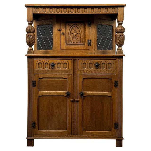 Antique English Golden Oak Court Cabinet, 1900s For Sale - Image 13 of 13