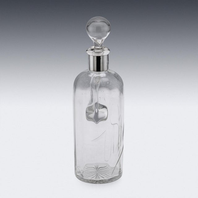 Antique English Silver and Cut Glass Whisky Decanter, 1902 For Sale - Image 6 of 16