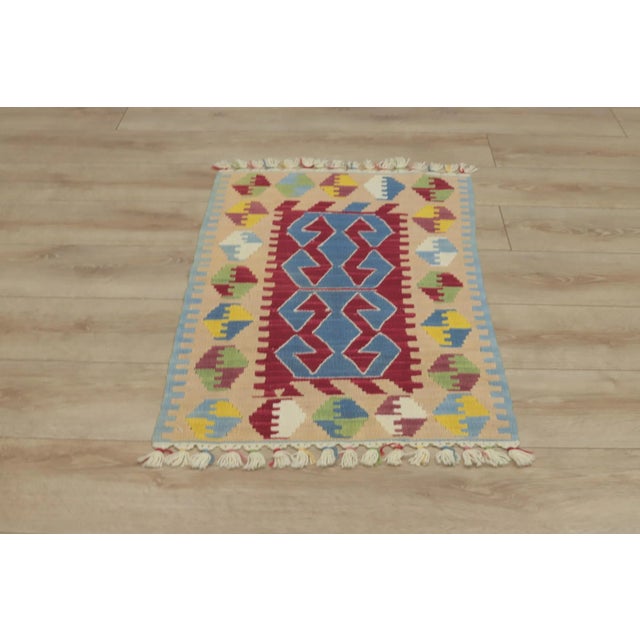 1970s Scandinavian Style Geometric Oushak Kilim Rug For Sale - Image 11 of 11