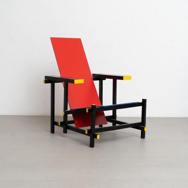 1970s Red & Blue Chair in the style of Gerrit Rietvelds, 1970s For Sale - Image 5 of 15