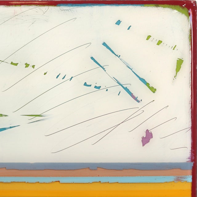 Contemporary In Tune 66 - Small Modern Resin Yellow Striped Minimalist Original Artwork by Ricky Hunt For Sale - Image 3 of 9