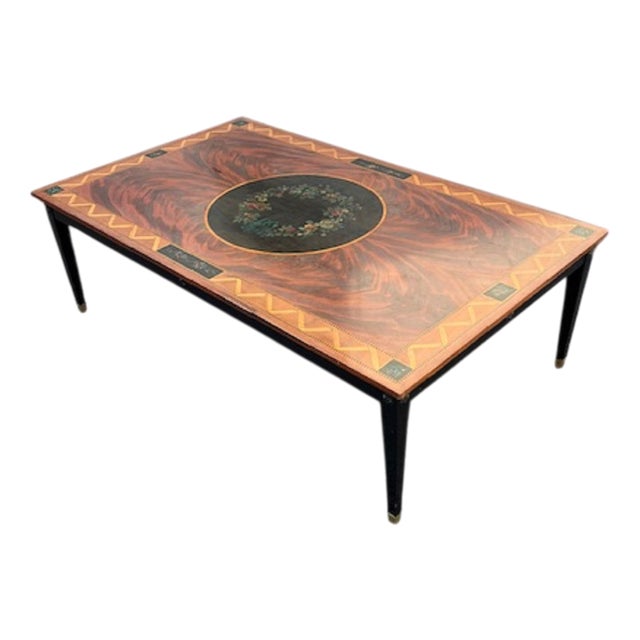 Large Coffee Table in Inlaid Wood For Sale