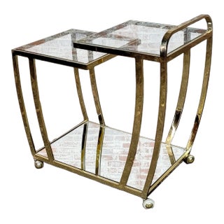 Vintage Three-Tier Art Deco Style Brass Service/Bar Cart For Sale