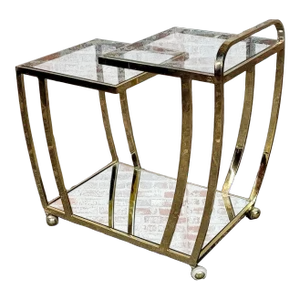 Vintage Three-Tier Art Deco Style Brass Service/Bar Cart