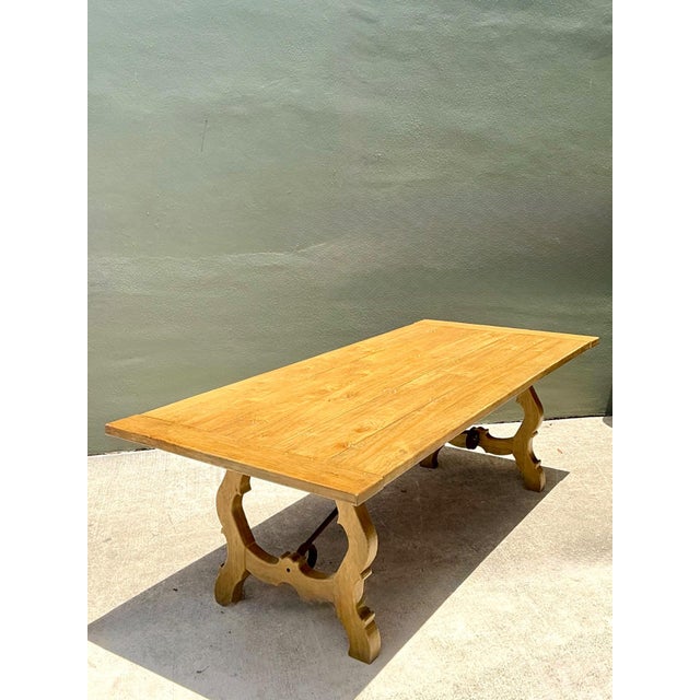 Vintage Wood Lyre Farmhouse Style Table For Sale - Image 13 of 18