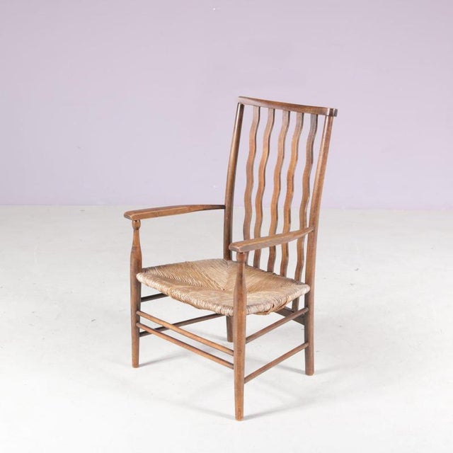 Small Arts & Crafts Spindlers Back Hearth Chair with Wicker Seat, 1930s For Sale - Image 11 of 12