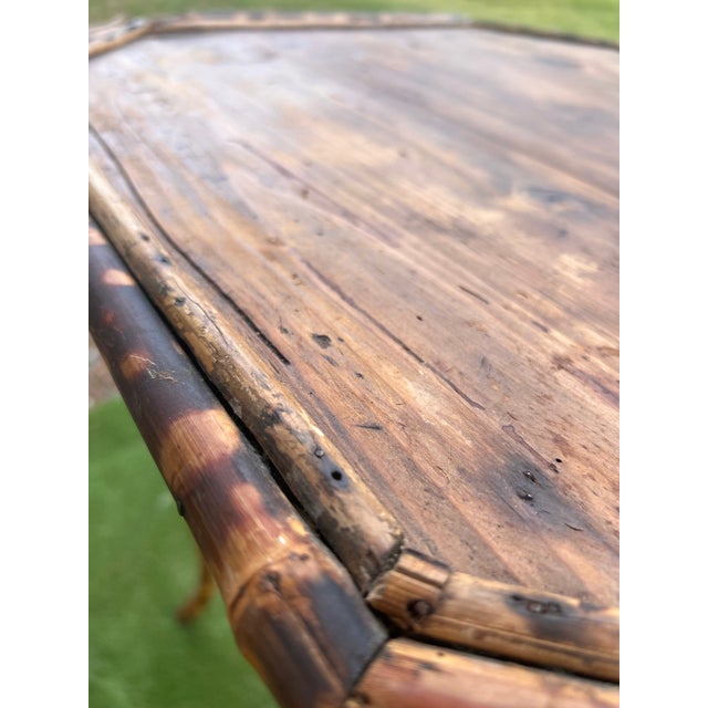 Late 19th Century Victorian Era Tiger Bamboo Wabi Sabi Naturally Distressed Octoganal Side Table For Sale In Atlanta - Image 6 of 7