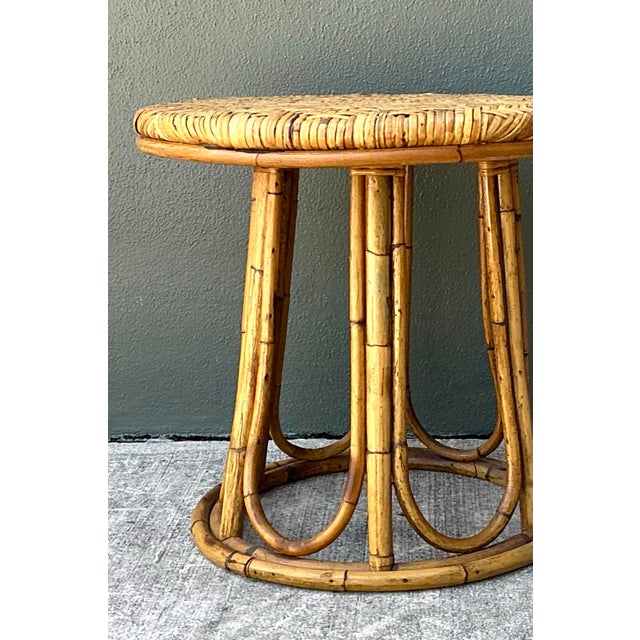 Vintage Woven Rattan Accent Table For Sale - Image 10 of 12