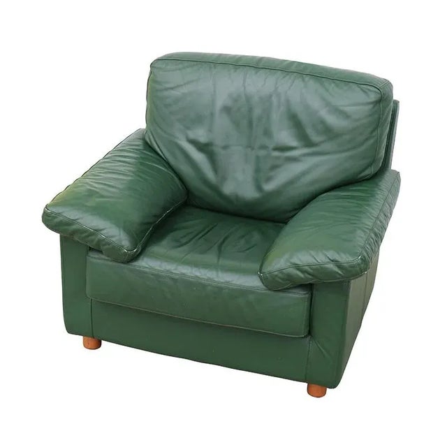 Green leather armchair Dimensions (L x W x H) 105 x 95 x 95cm