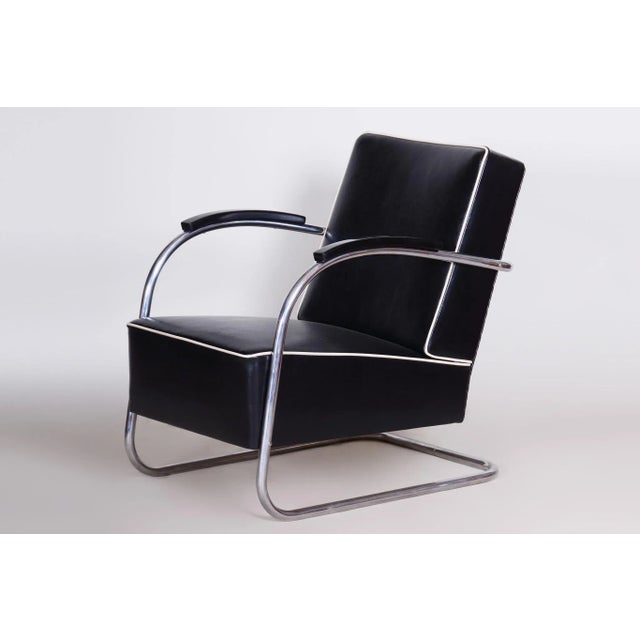 Metal Set of Bauhaus Armchair with Foot Stool attributed to Mucke Melder, 1930s For Sale - Image 7 of 12