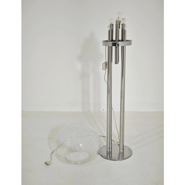 Mid-Century Modern Space Age Chrome and Murano Glass Floor Lamp, Italy, 1970s For Sale - Image 4 of 17